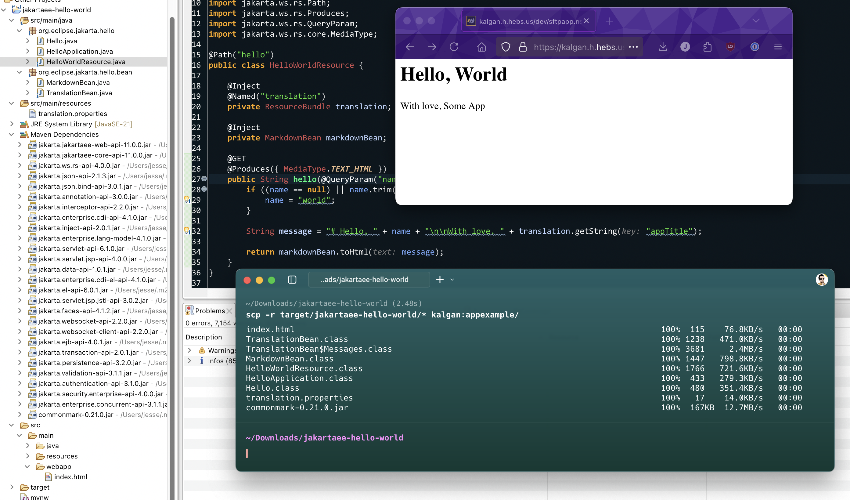 Screenshot of a more-complicated app in Eclipse uploaded to and running in Domino