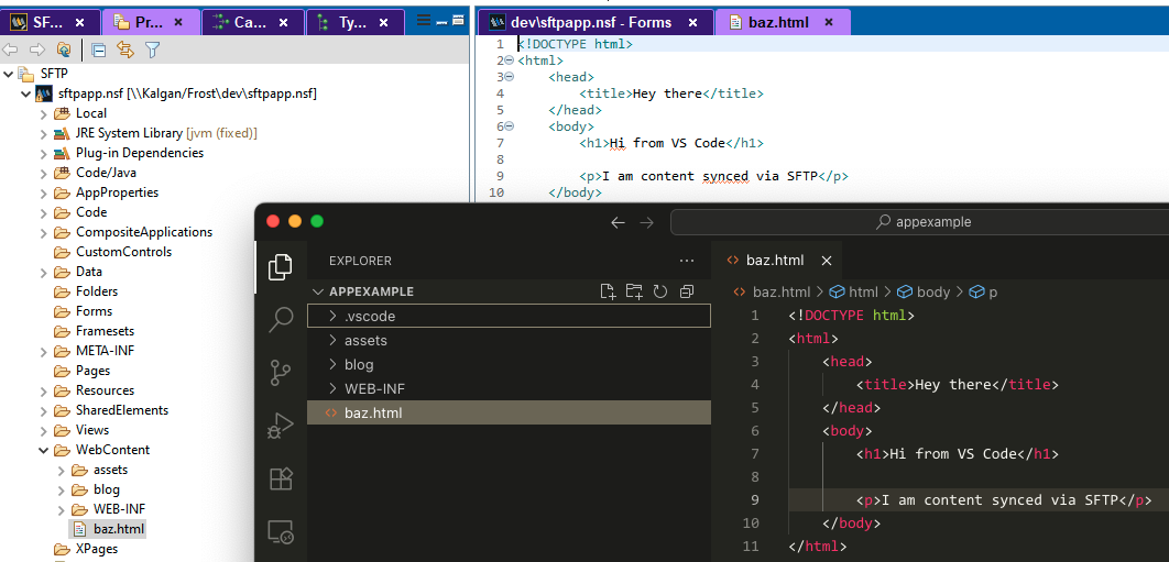 Screenshot of a file edited in VS Code visible in Designer