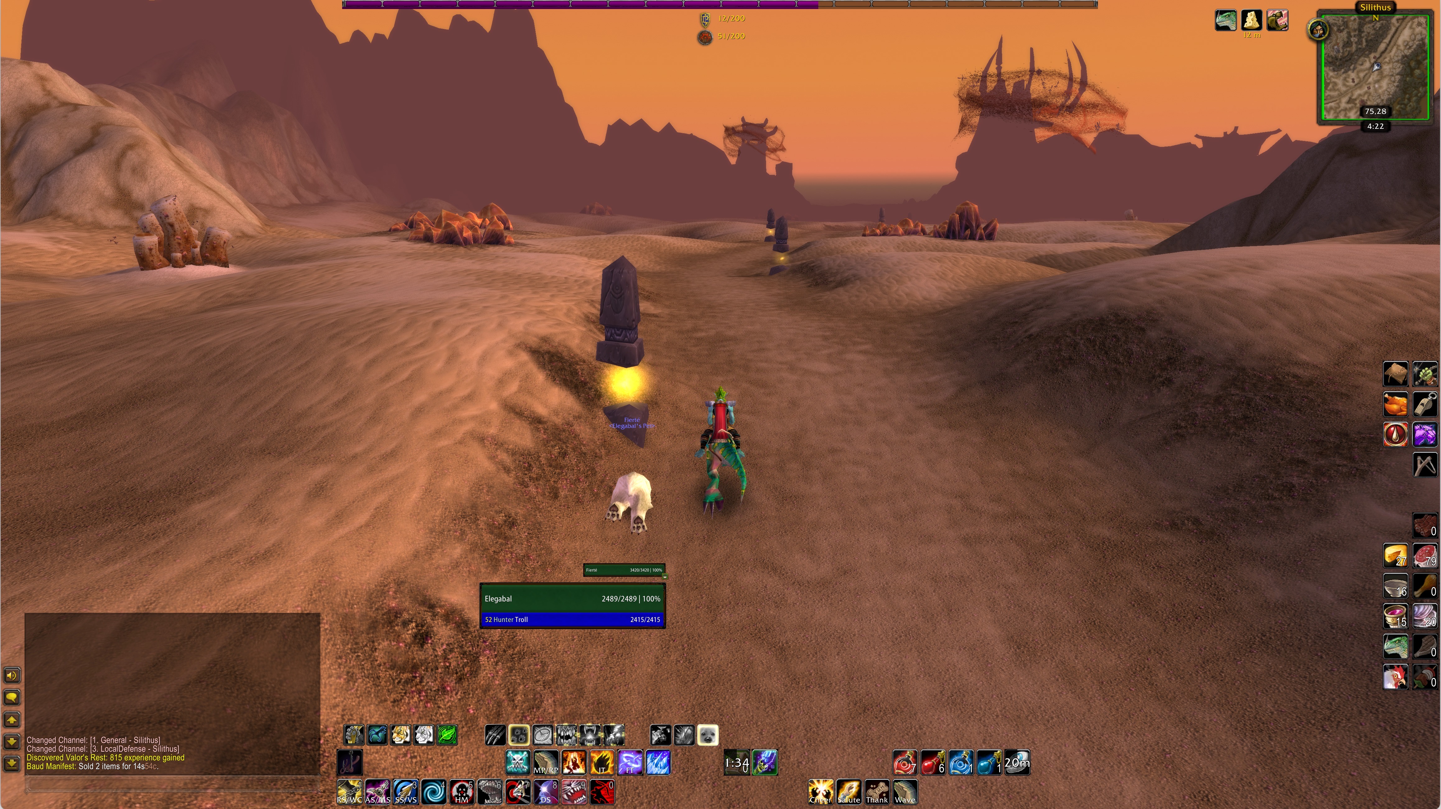 Screenshot of the entrance to Silithus in Classic WoW